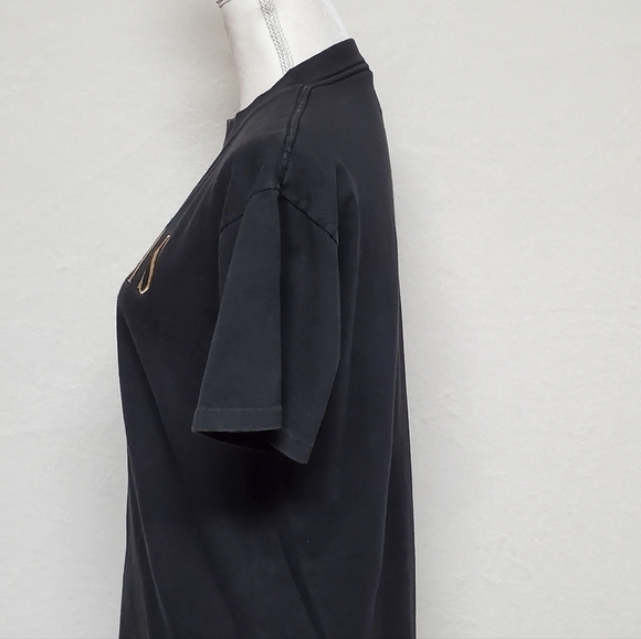 Vintage 1990s Oneita Washed Black Las Vegas Nevada Gold Embroidered Graphic Tee - Picture 7 of 11